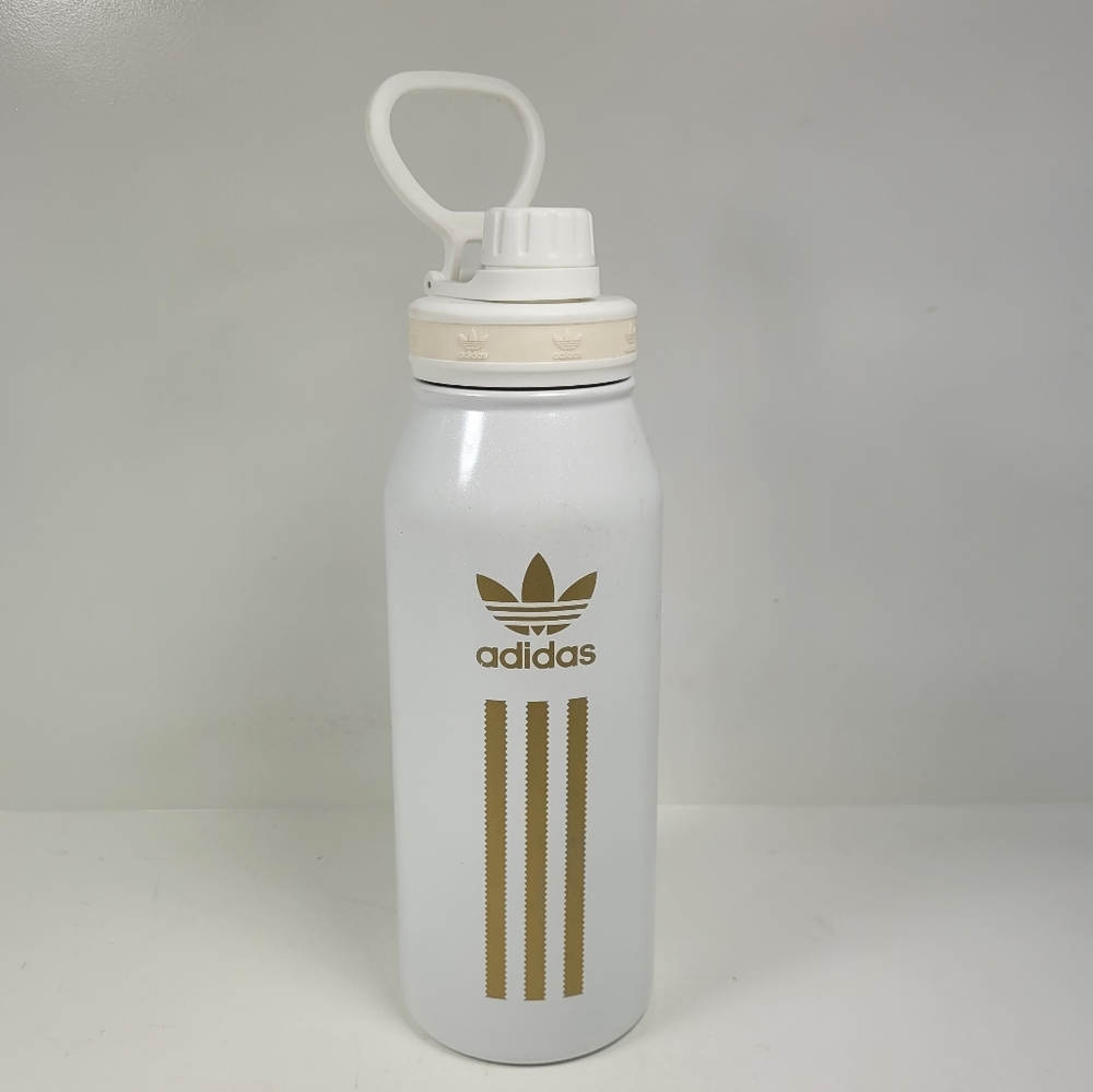 Adidas Originals White and Gold Water Bottle